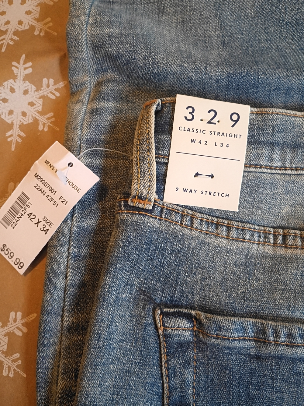 NWT Lucky Brand 329 Classic Straight Leg Jeans - Light Blue Wash 42 X 34